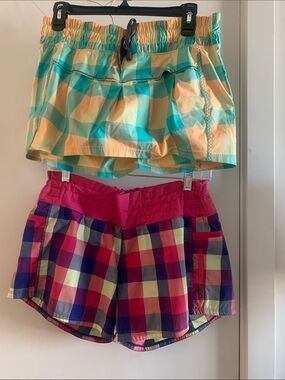 Lululemon pink short, and teal yellow skort, 2 sets, size 8 women